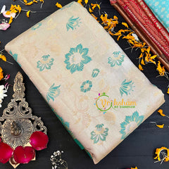 Beige and Teal Kanchi Silk Saree-VS212