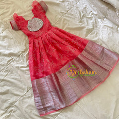 Pinkish Red Indian Traditional Dress for Girls - Girls Gown -VS918