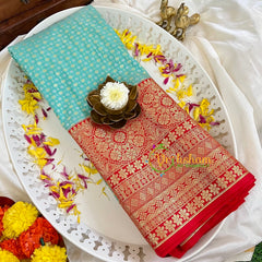 Light Blue with Red Kanchi Silk Saree-VS200