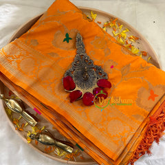 Yellow Semi Benarasi Saree -VS1002