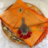 Yellow Semi Benarasi Saree -VS1002