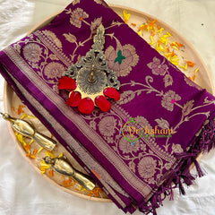 Purple Semi Benarasi Saree -VS1004