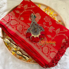 Red Semi Benarasi Saree -VS1005