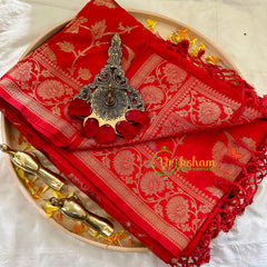 Red Semi Benarasi Saree -VS1005