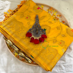 Marigold Yellow Semi Benarasi Saree -VS1006