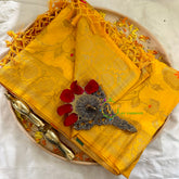 Marigold Yellow Semi Benarasi Saree -VS1006