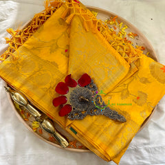 Marigold Yellow Semi Benarasi Saree -VS1006