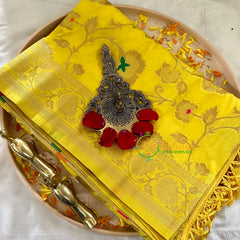Light Yellow Semi Benarasi Saree -VS1007