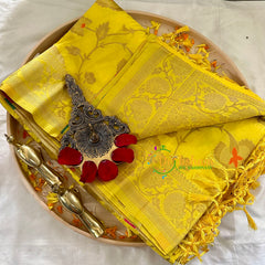 Light Yellow Semi Benarasi Saree -VS1007