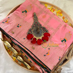 Rose Semi Benarasi Saree -Kattam -VS1010