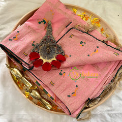 Rose Semi Benarasi Saree -Kattam -VS1010