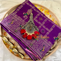 Purple Semi Benarasi Saree -Kattam -VS1011
