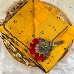 Marigold Yellow Semi Benarasi Saree -Kattam -VS1013