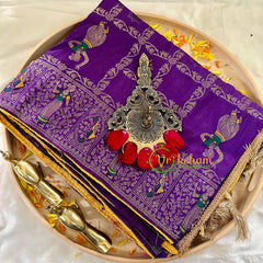 Purple Semi Benarasi Saree -Kattam -VS1012