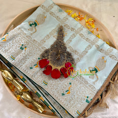 Pale Blue Semi Benarasi Saree -Kattam- VS1015