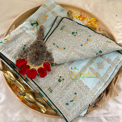 Pale Blue Semi Benarasi Saree -Kattam- VS1015
