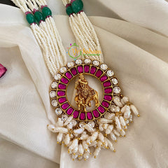 Precious Jadau Kundan Pendant Pearl Malai -J467
