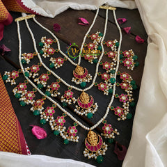 3 Layered Lakshmi Pendant Pearl Neckpiece-J475