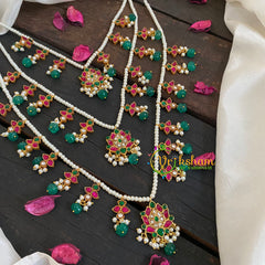 3 Layered Lotus Pendant Pearl Neckpiece-J492