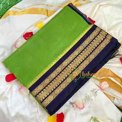 Parrot Green Korvai Handloom Silk Cotton Saree-VS230
