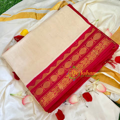 Half White Korvai Handloom Silk Cotton Saree-VS233