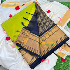 Light Green Korvai Handloom Silk Cotton Saree-VS240