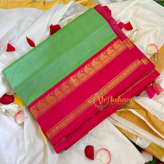 Pastel Green Korvai Handloom Silk Cotton Saree-VS229