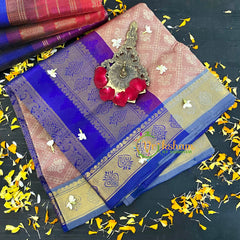 Light Peach Korvai Handloom Silk Cotton Saree-VS53