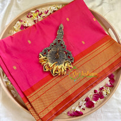Pink Semi Silk Saree with Orange Border -VS1036