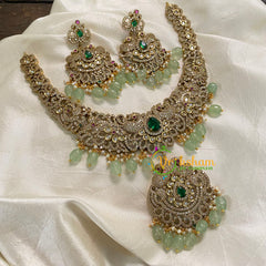 Exquisite Pastel Green Victorian Diamond Short Neckpiece -VV564