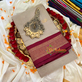 Kilim Beige with Maroon Border Semi Soft Silk Saree-VS276