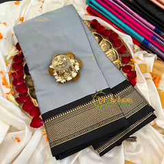 Grey with Black border Semi Soft Silk Saree-VS256