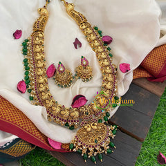 Premium AD Stone Pendant Haram-Green Bead-G5352