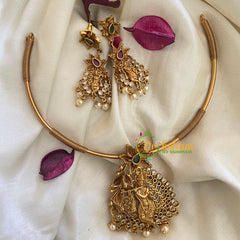 Premium AD Stone Pendant Temple Hasli Choker-G3963