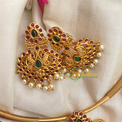 Premium AD Stone Pendant Hasli Choker-Dual Peacock-G3964