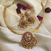 Premium AD Stone Pendant Hasli Choker-Dual Peacock 2-G3966