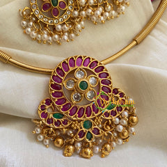 Premium AD Stone Pendant Hasli Choker-Dual Peacock 2-G3966