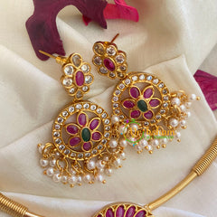 Premium AD Stone Pendant Hasli Choker-Dual Peacock 2-G3966