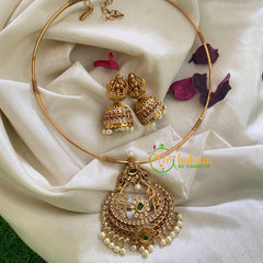 Premium AD Stone Pendant Hasli Choker-G3958