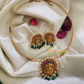 Premium AD Stone Lakshmi Pendant Hasli Choker-Green-G3974