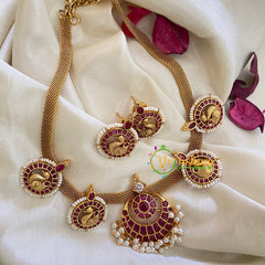 Premium AD Stone Hasli Choker-Red-G4066