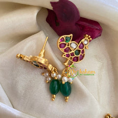 Premium AD Stone Lotus Pendant Hasli Choker-Swan-Green Bead-G3968