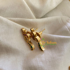 Premium AD Stone Lotus Pendant Hasli Choker-Peacock-Green Bead-G3971