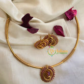 Premium Peacock Pendant Hasli Choker-Red-G4057