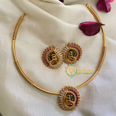 Premium Peacock Pendant Hasli Choker-Red Green-G4056