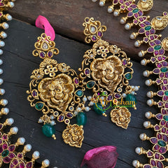 Exquisite AD Stone Maanga Neckpiece with Ganesh Pendant-G3996