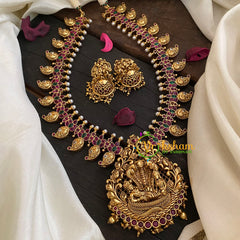 Exquisite AD Stone Maanga Neckpiece with Shri Vishnu Pendant-G3997