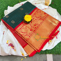 Dark Green with Red Silk Cotton -VS406