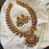 AD Stone Traditional Maanga Haram with Pendant -Green Bead -G7427