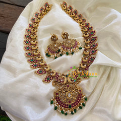 AD Stone Traditional Maanga Haram with Pendant -Green Bead -G7427